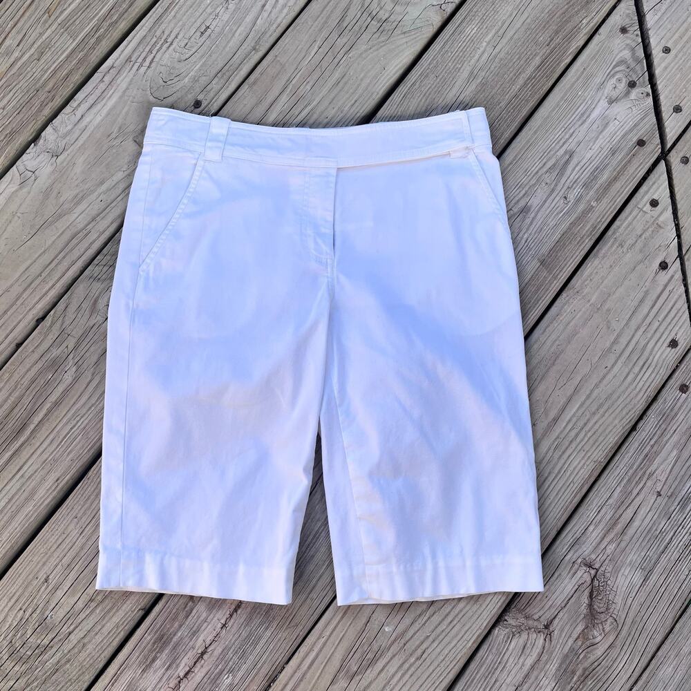 Tory Burch White Cotton Bermuda Shorts